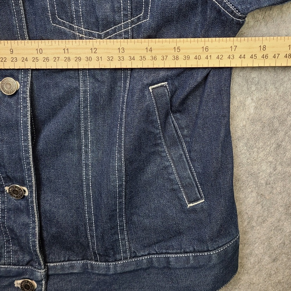 Vintage‎ Lauren Ralph Lauren Trucker Jacket Women's Petite M Blue Denim Y2K - Picture 7 of 10